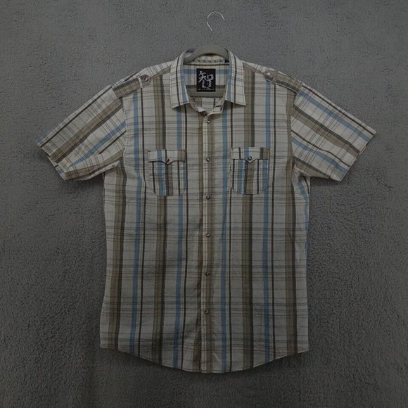 Age of Wisdom Shirt Mens XXL Multicolor Plaid Short Sleeve Lightweight Button Up - Picture 1 of 11